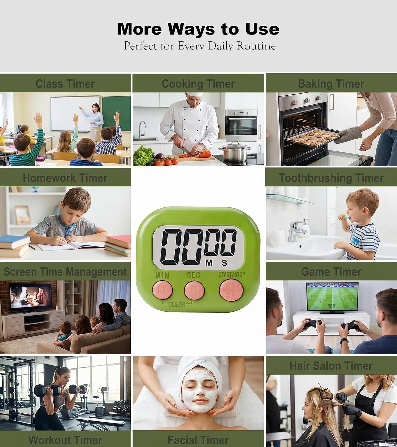 Digital Timer for Classroom Teachers Students, Magnetic Kitchen Countdown Timer, Easy Timers for Kids Homework Study Cooking Gym Game, 6 Pcs