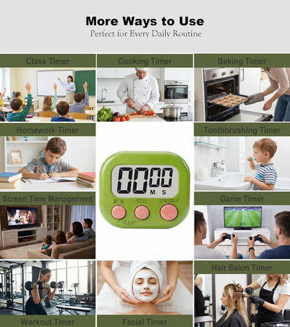 Digital Timer for Classroom Teachers Students, Magnetic Kitchen Countdown Timer, Easy Timers for Kids Homework Study Cooking Gym Game, 6 Pcs