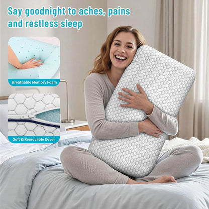 CushyOasis Memory Foam Pillows for Sleeping, Firm Bed Pillow, Standard Size