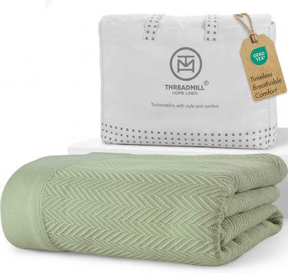 Threadmill Travel Blanket Cotton Viscose from Bamboo - Airplane Premium Soft Flight Grey Throw Blanket in Cloth Bag (Grey Color) Compact & Portable Blanket for Travel, Car, Picnic & Camping