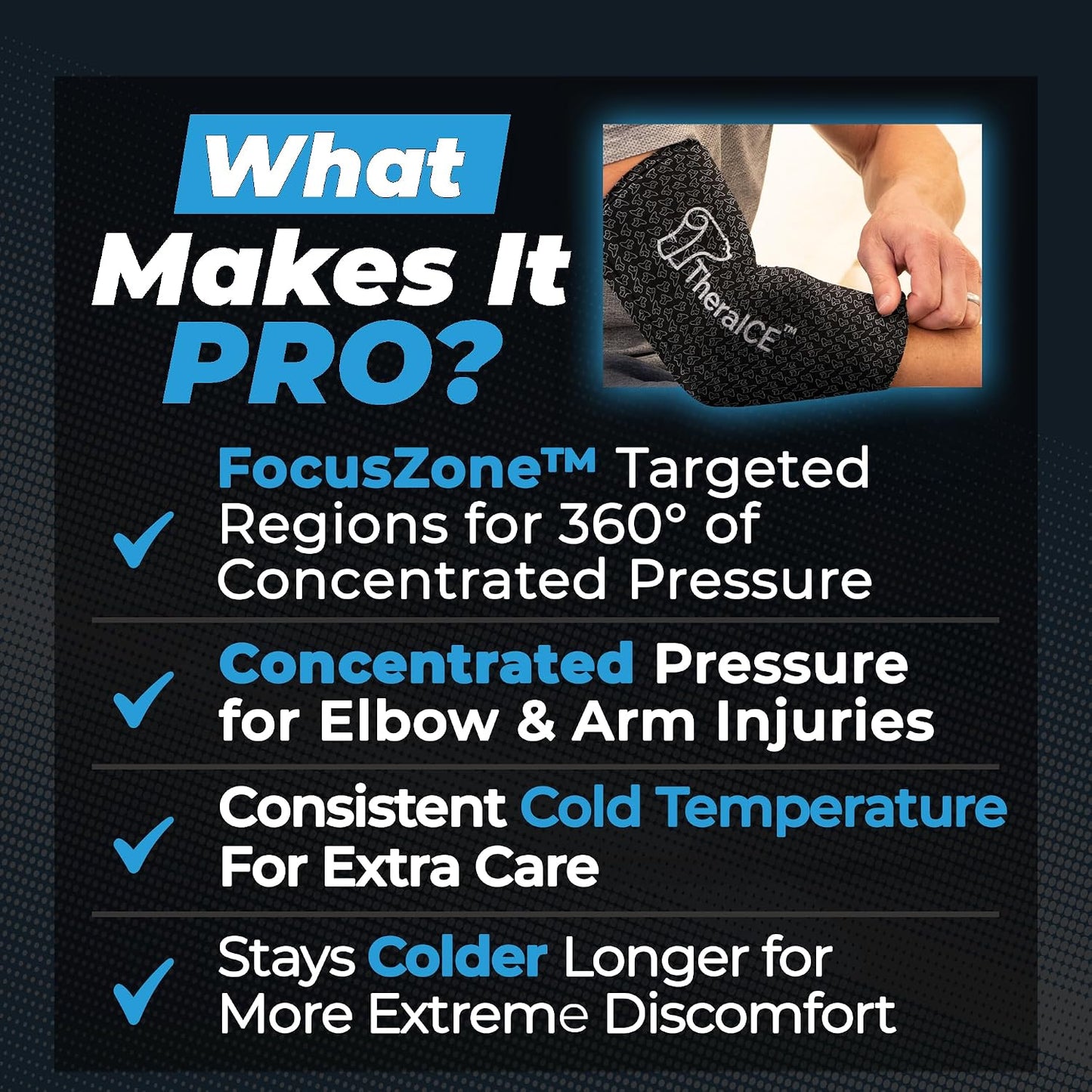 TheraICE Elbow Ice Pack Wrap Compression Sleeve for Injuries Reusable Gel Arm Cold Packs | Tennis Elbow Golfers & Cubital Tunnel, Tendinitis Pain Relief | Plus Shin Splints, Calf Strain | Women & Men