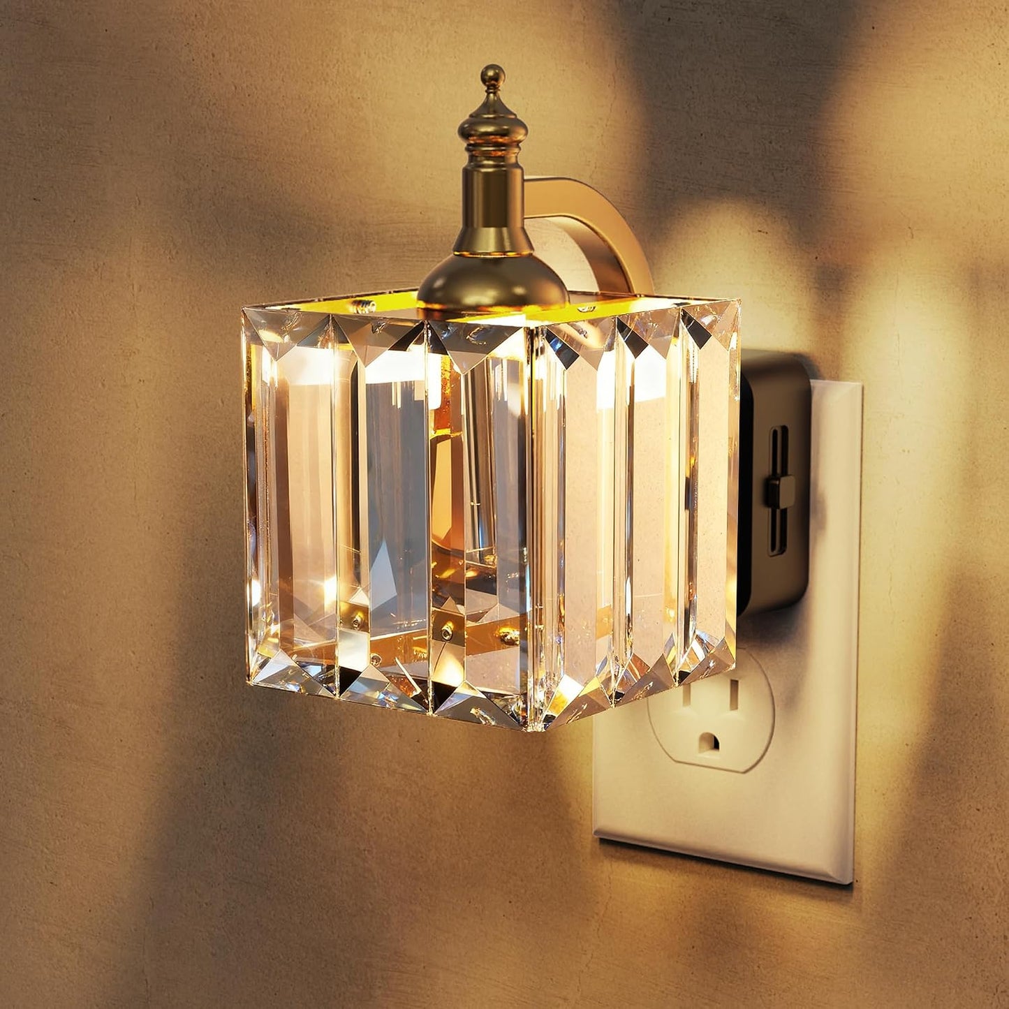 L LOHAS LED Night Lights Plug into wall, Amber Night Light with Adjustable Brightness, Plug in NightLight with Auto Light Sensor, Wall Sconce-Style Design Night Light for Bathroom,Hallway, 2 Pack
