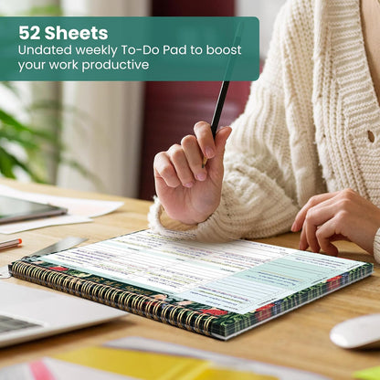 Weekly To Do List Notepad with 52 Undated Sheets（8.5"×11"）- Undated Weekly Planner Notepad for Office Desk Accessories and Supplies - Sunshine Petal