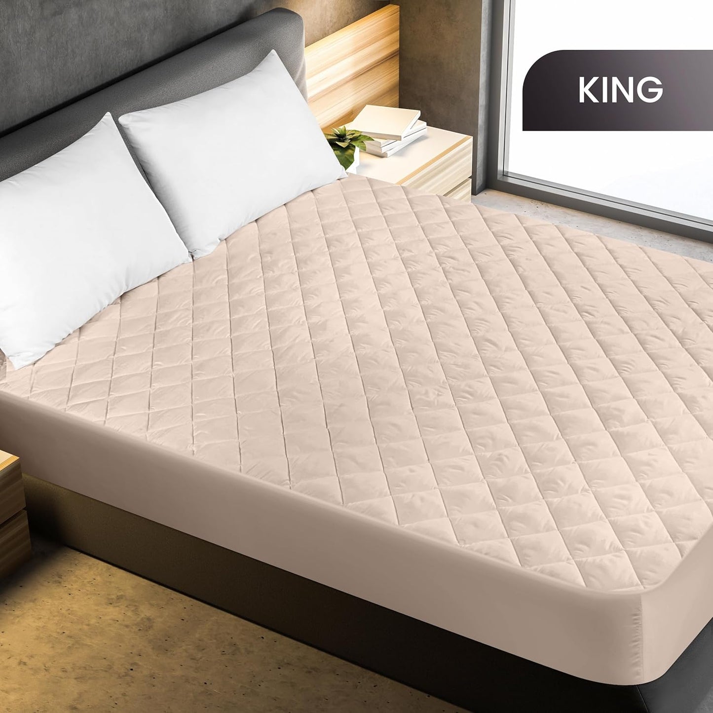Quilted Fitted Mattress Pad, Queen Mattress Protector Topper with Deep Pocket Stretches up to 16 Inches, Machine Washable Mattress Cover by Utopia Bedding (White)