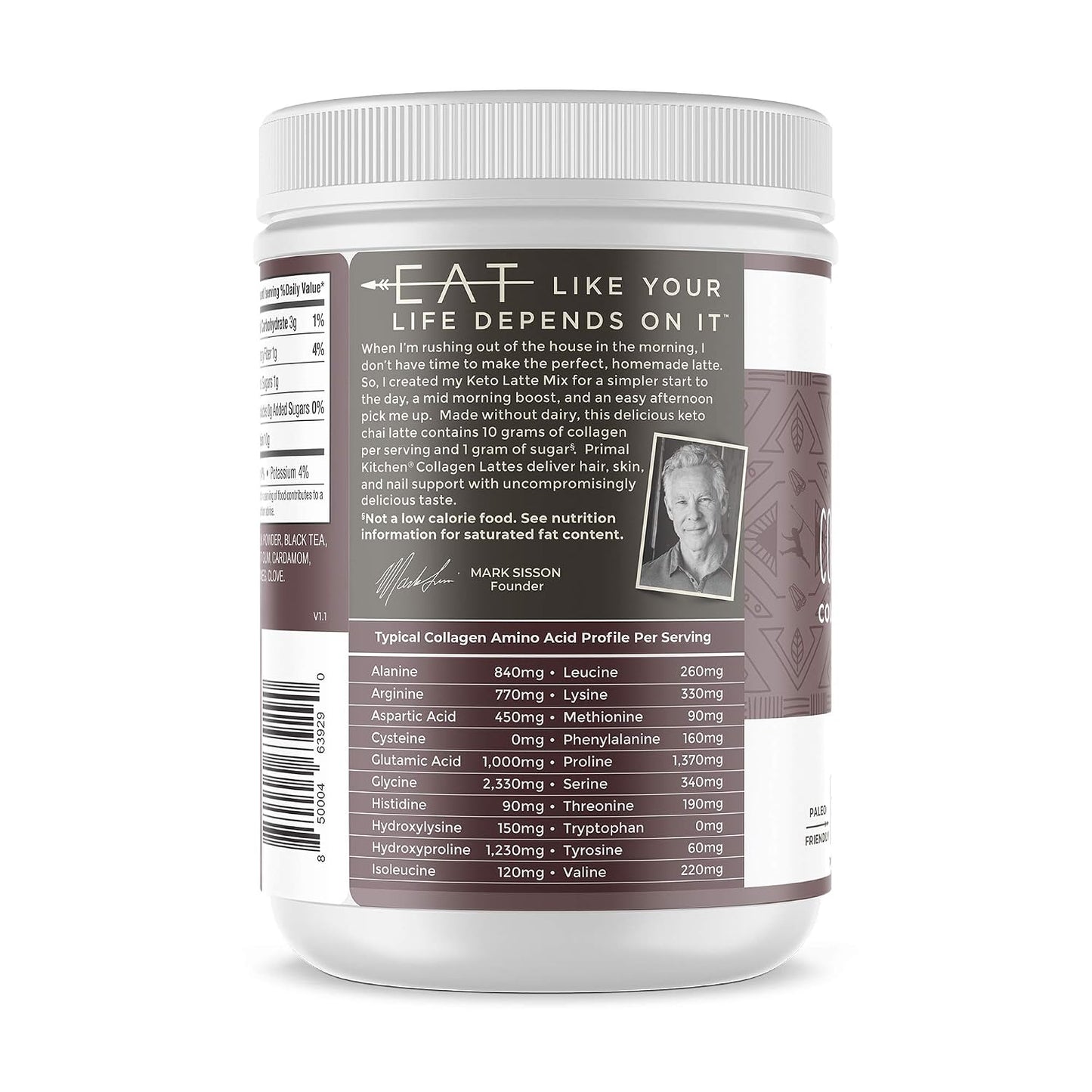 Primal Kitchen Matcha Collagen Keto Latte Powder, Sugar-Free Collagen Peptides, 9.33 Ounces