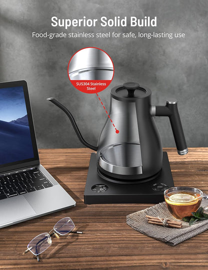1.7L Electric Glass Kettle with Variable Temperature Control, 1500W Fast Heating Water Boiler, 13 Temperature Presets, Keep Warm Function, Auto Shut-Off Safety Protection, LED Touch Panel, 120V
