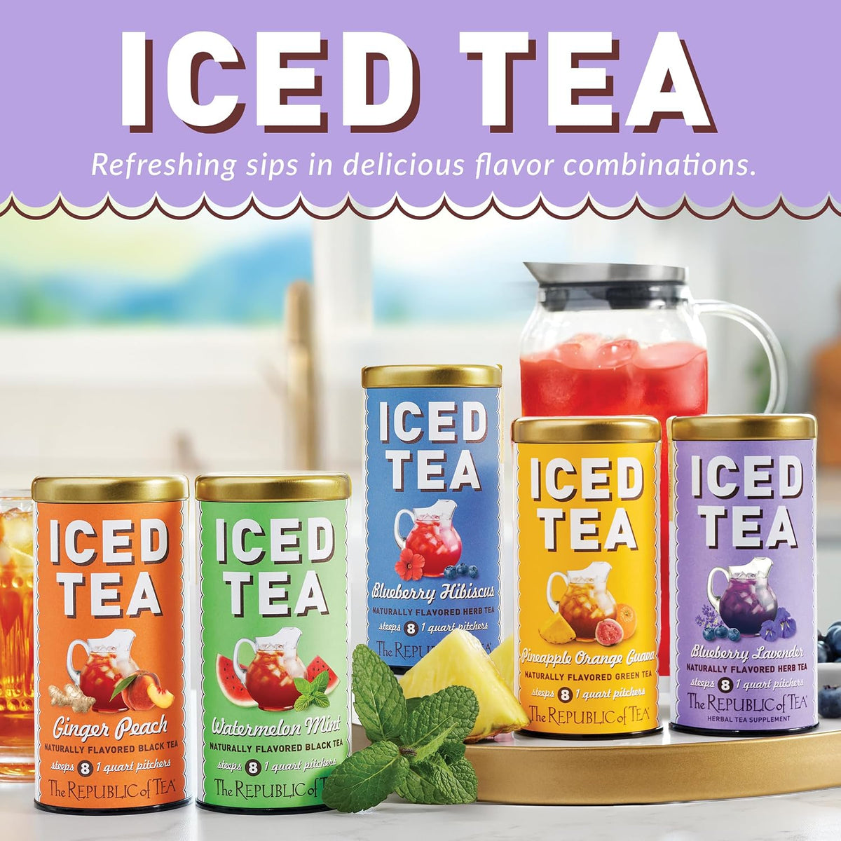 The Republic of Tea Beautifying Botanicals® Beauty Blueberry Lavender Herbal Iced Tea Bags (8 count)