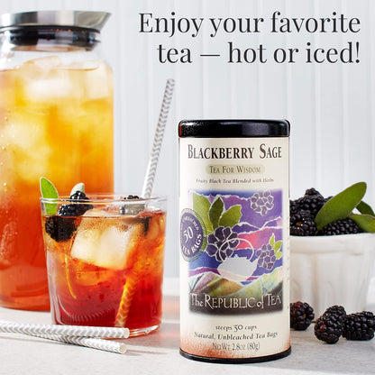 The Republic of Tea Blackberry Sage Black Tea, 50 Count