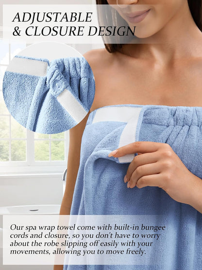 Towel Wrap For Women After Shower，Plush Bath Robe Female，Sauna Spa Wrap Around Towels With Pockets