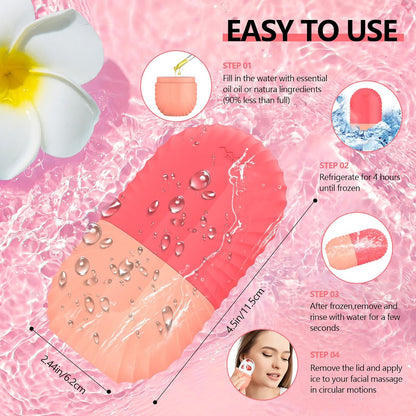 Ice Roller for Face and Eye, Reusable Silicone Ice Facial Roller Ice Holder, Face Ice Mold Skin Care, Ice Cube Roller for Shrink Pores Anti Wrinkle Reduce Puffiness, Black