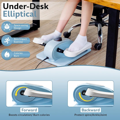 Under Desk Elliptical Exercise Machine, Electric Leg Exerciser with 12 Speeds, Forward & Reverse Modes,Quiet Compact Seated Pedal Stepper Machine with Remote Control for Seniors & Adults