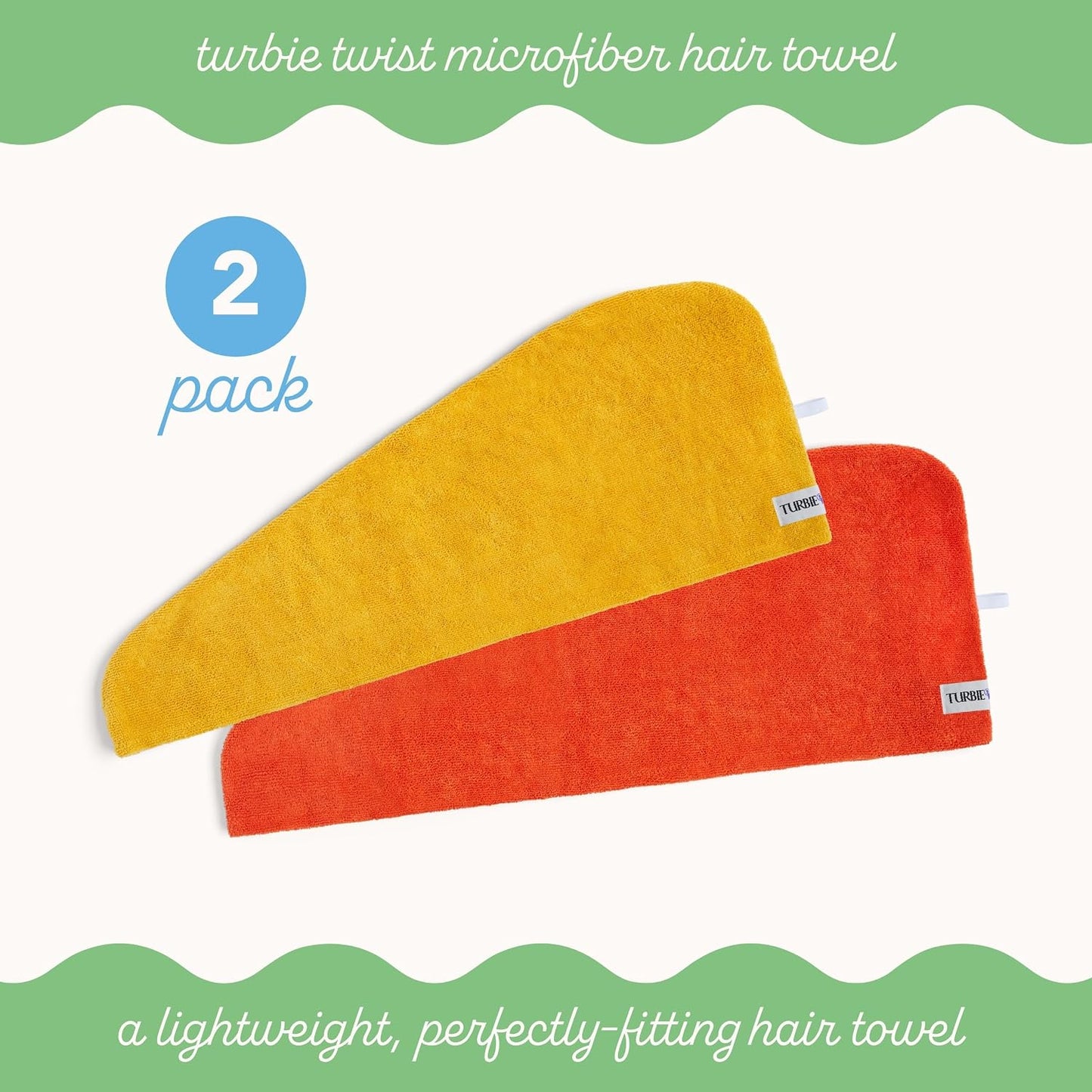 Turbie Twist 2-Pack Microfiber Hair Towel for Beauty, Travel, Gifting - Hair Wrap Turban for Straight, Wavy & Curly Hair - Premium Personal Care - Dark Purple & Light Purple