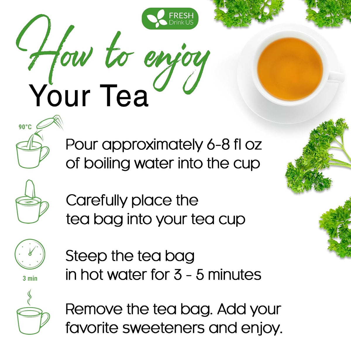 FreshDrinkUS, Premium Parsley Leaf Tea, 75 Count, Pure, Caffeine Free