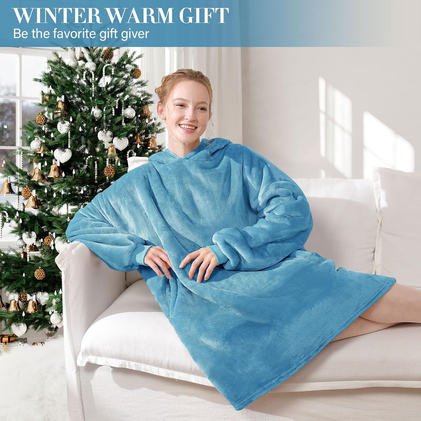 LetsFunny Blanket Hoodie,Oversized Wearable Sherpa Fleece Blanket Sweatshirt,Super Soft Warm Cozy with Giant Pocket,Gifts for Women Men Adults Teenagers, One Size Fits All