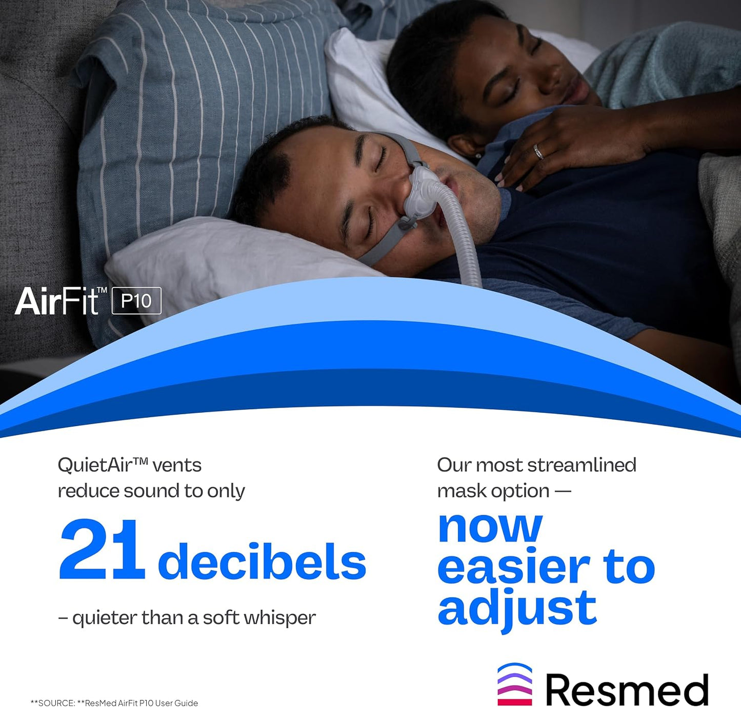 Resmed AirFit P10 Nasal Pillow Cushion - CPAP Mask Accessories Replacement - Soft Lightweight Silicone - Dual Wall - Large