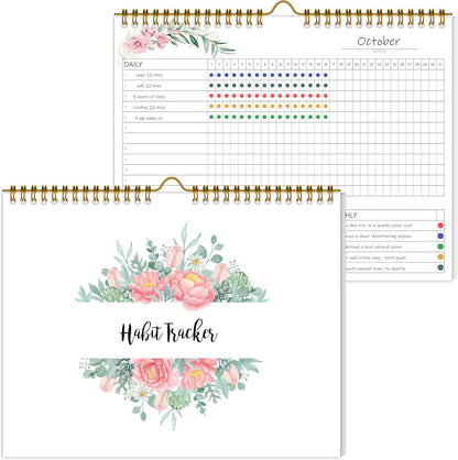 Habit Tracker Calendar Undated for Daily, Weekly & Monthly, 8" x 10" (Pink)