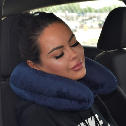 Wolf Essentials Adult Fleece Travel Neck Pillow for Airplane, Charcoal