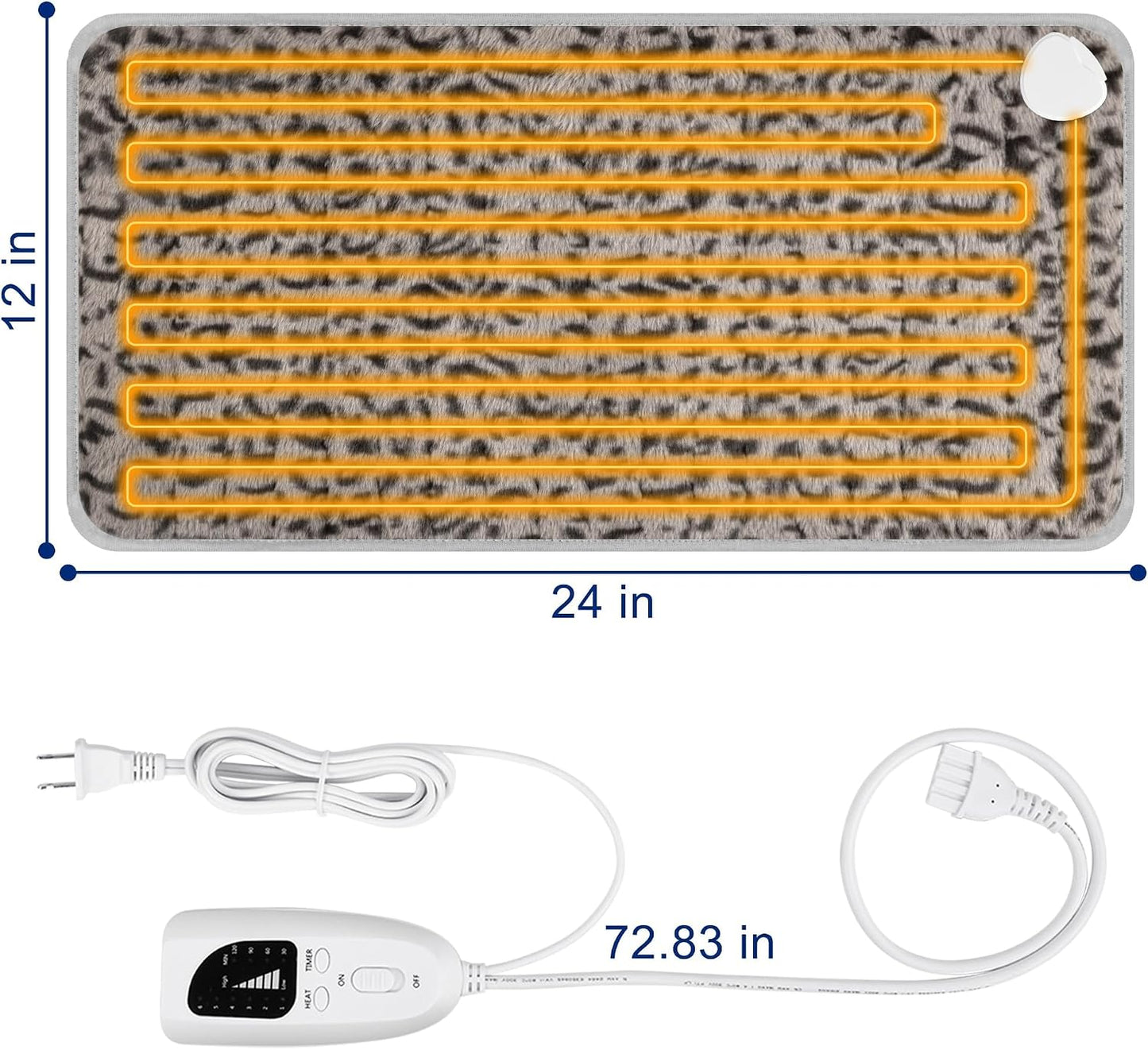 Electric Heating pad with 6 Heat Settings, Auto Shut Off, Dry Electric Heating for Back Neck Knee Arms Legs Shoulder Heat Pads for Christmas Birthday Father Mother's Day (24"X12", Gray Green)