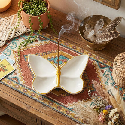 Frog Incense Holder for Sticks, Handmade Ceramic Holder for Burning Sage Sticks, Palo Santo, Cone and Backflow, Incense Burner for Meditation Room Home Decor, Frog Spiritual Gifts for Women