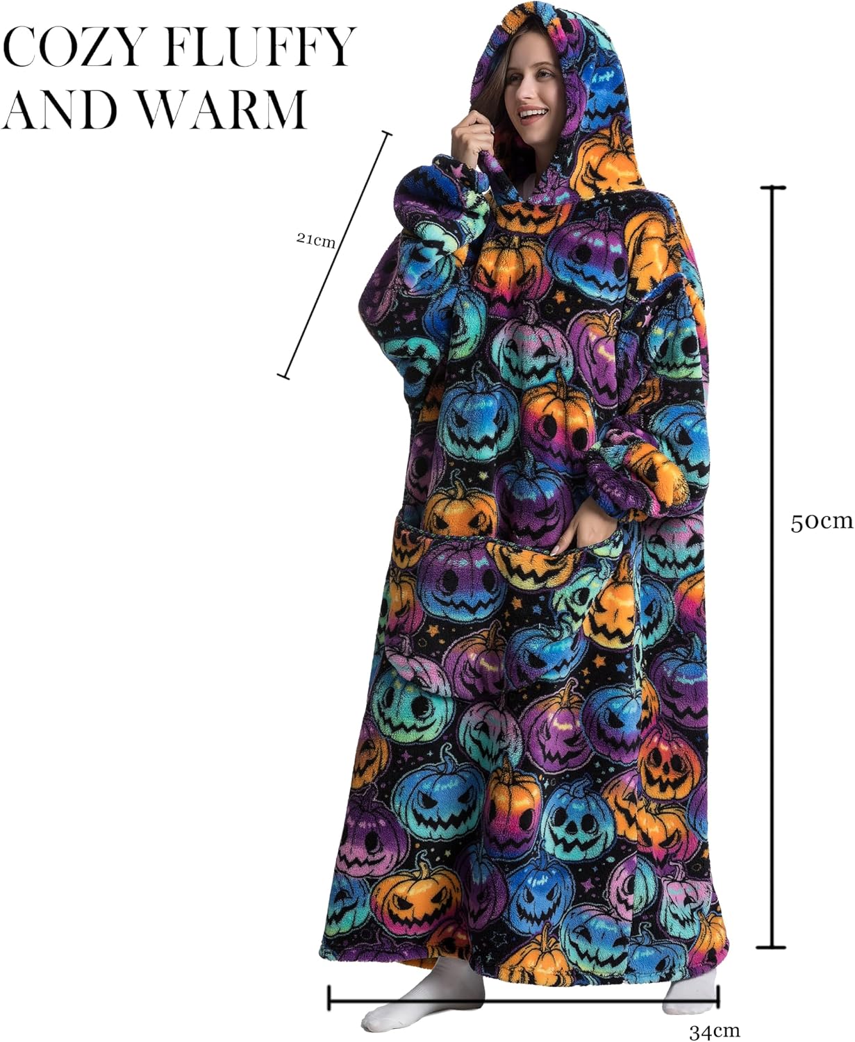 Capecage Blanket Hoodie, Long Hooded Blanket Sweatshirt as Birthday Gifts for Women Men, Long Wearable Blanket for Women Men.