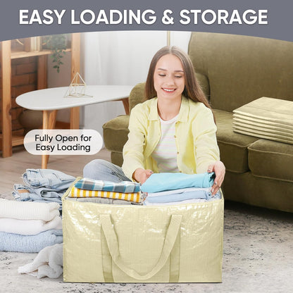 TICONN Extra Large Moving Bags Heavy Duty with Zippers & Carrying Handles, Durable Storage Bags Moving Boxes for Closet Organizers and Storage (Blue)