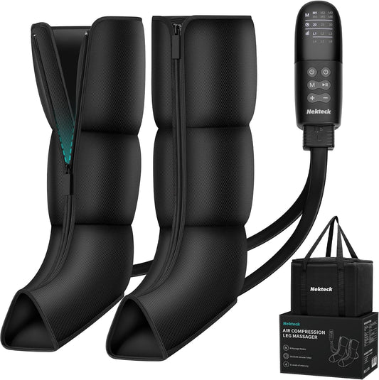 Nekteck Leg Massager for Circulation and Pain Relief, 6 Modes & 6 Intensities Air Compression Boots Helpful for Leg Swelling, Edema RLS, FSA Eligible Gifts for Mom Men Women Dad Birthday