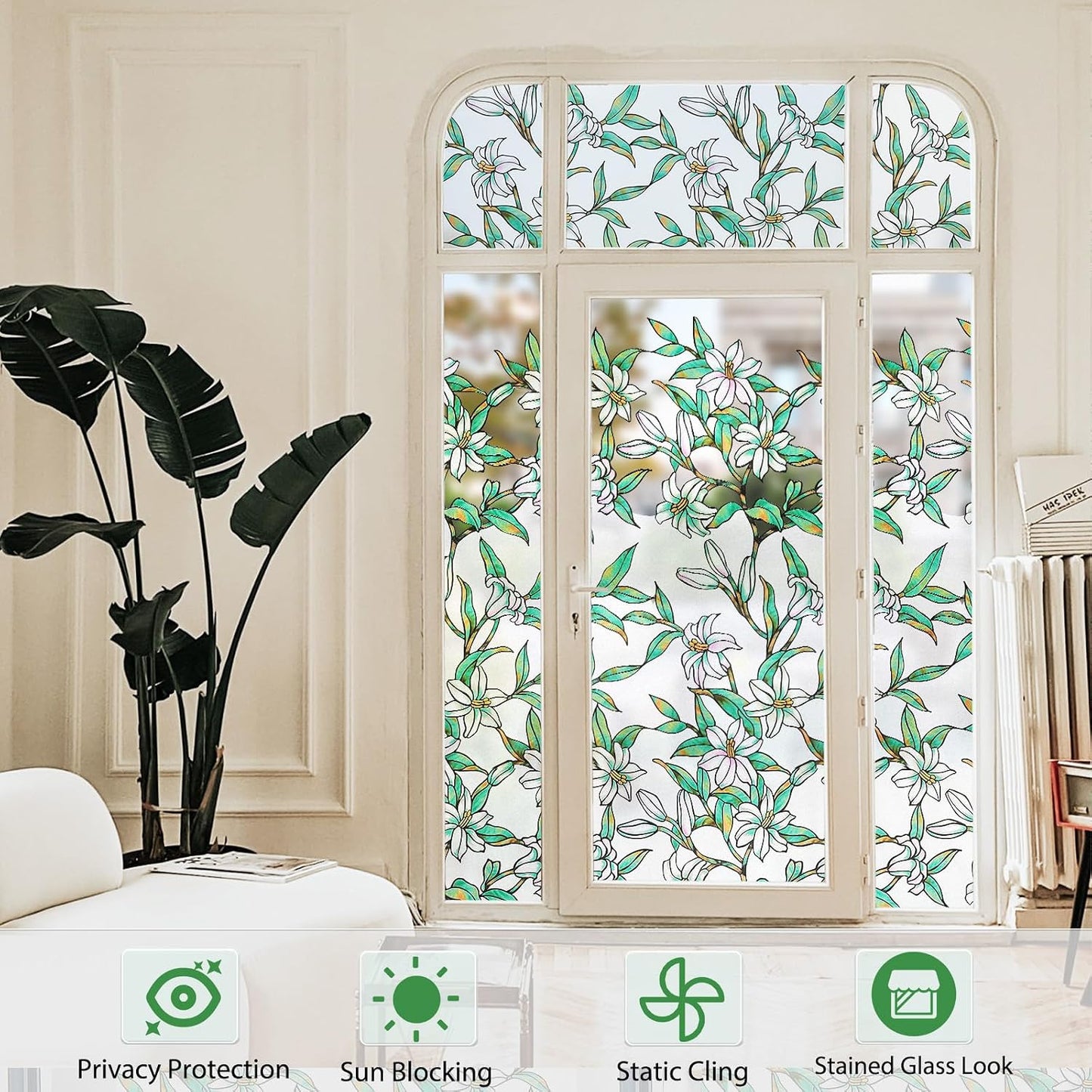 Coavas One Way Privacy Window Film, Heat Control Window Tint for Home, Sun Blocking Reflective Window Film See Out Not in, Anti UV Static Cling for Windows Office Door (Black, 17.5 Inch X 6.5 Feet)