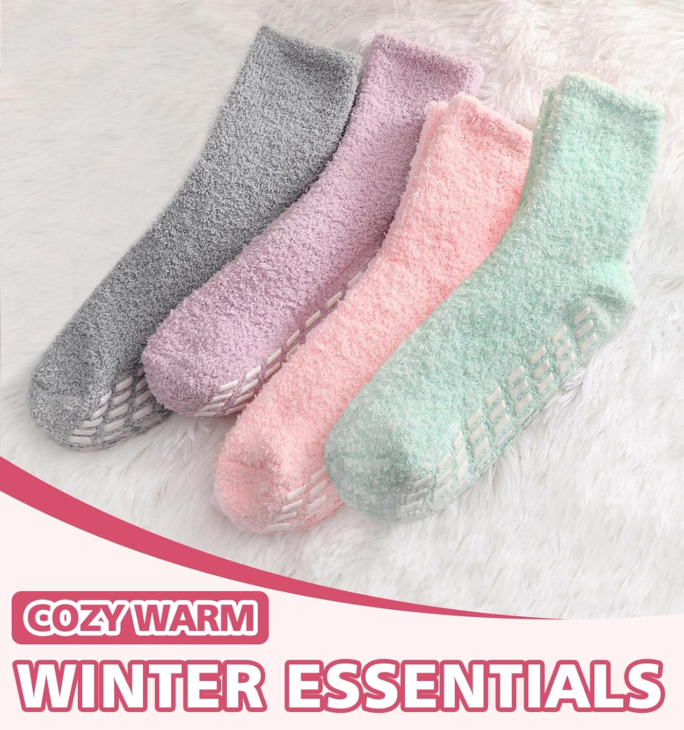 Slipper Socks for Women Men Grip Hospital Socks with Grips Fuzzy Non Slip Warm Womens Gifts