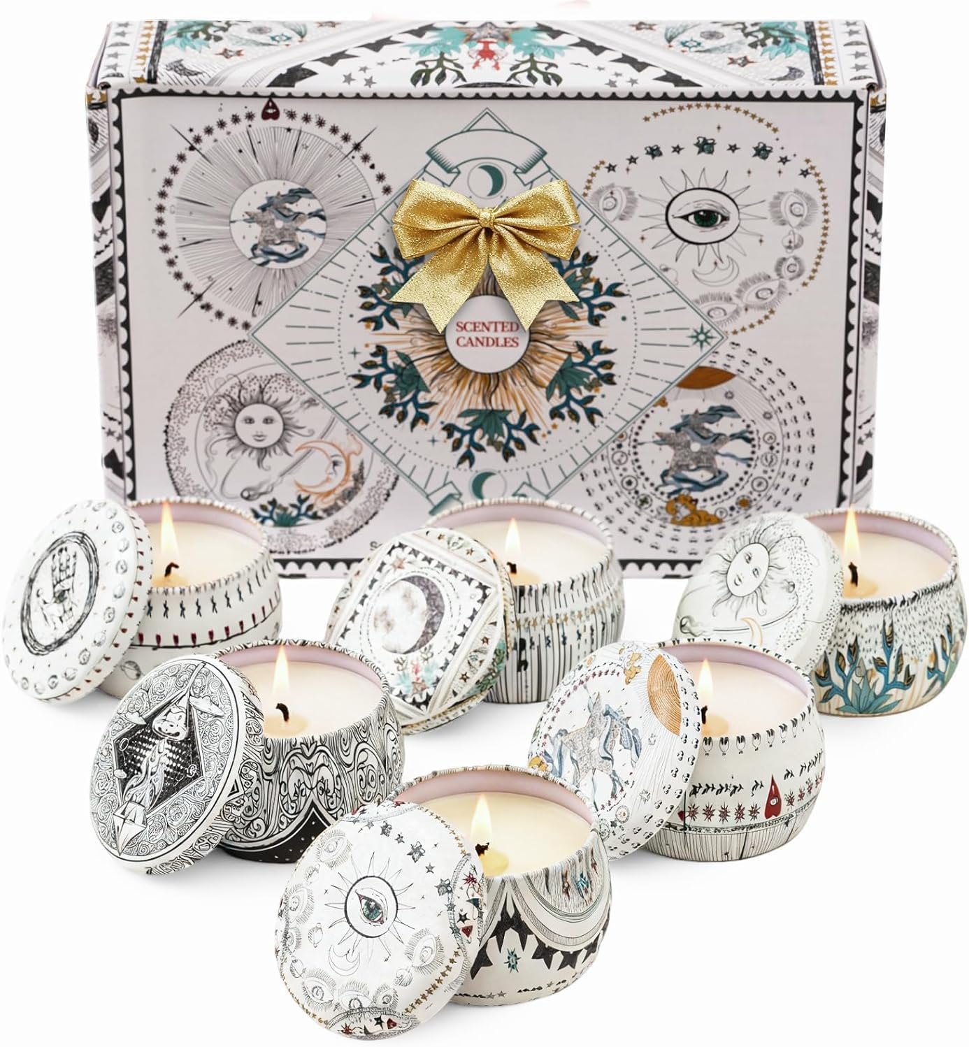 Candles, Scented Candles Gift Set for Women, 8 Pack Fruity Floral Soy Wax Aromatherapy Candles, Travel Tin Candles in Artist Gift Box, Birthday Gifts for Mom, Wife, Sister, Friend, Housewarming
