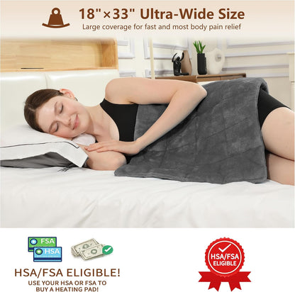 Electric Heating Pad HSA Eligible, Heated Pad for Back Neck Shoulder Pain Relif, Heating Pad for Period Cramps with 2H Auto Shut Off and 4 Heating Levels, 12"x24" Dark Grey