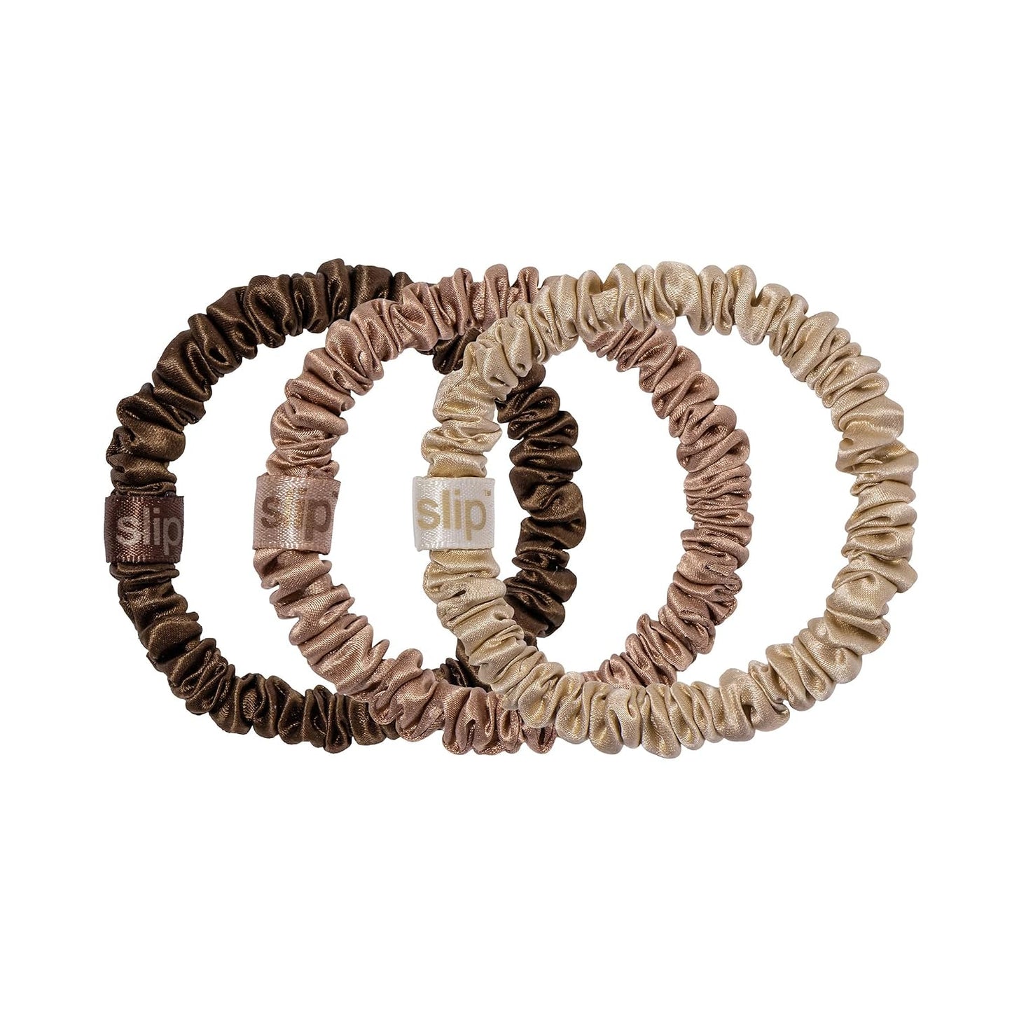 SLIP Amazon Exclusive Skinny Scrunchies: Anti-Crease, Anti-Breakage Slipsilk™ Design Protects Delicate Hair | Includes 3 Pure Silk Scrunchies, Basics