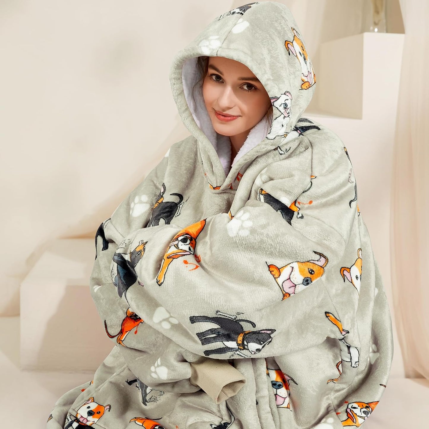 Narecte Cozy Oversized Blanket Hoodie Wearable Blanket Adults Soft Hooded Blanket Hoodie Birthday Gifts for Women Christmas - Colors B