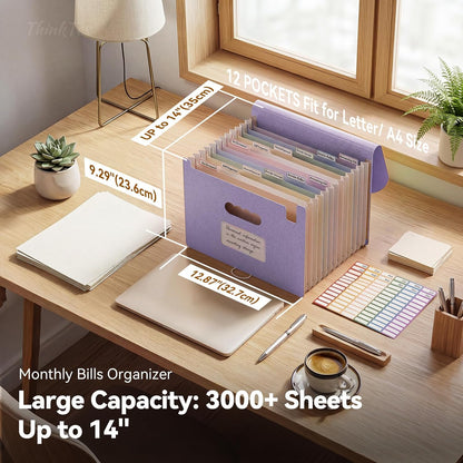 ThinkTex Accordion File Organizer, 12 - Pocket Expanding File Folders
