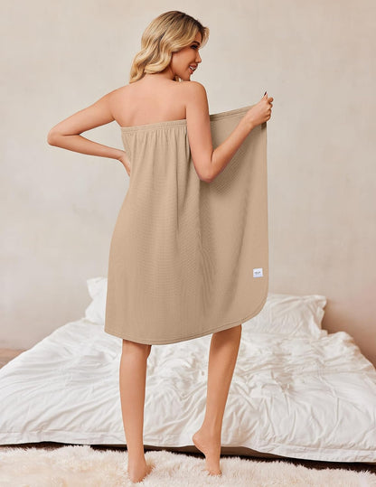 Ekouaer Waffle Robes Towel Wrap for Women Bath Wrap Lightweight Spa Robe