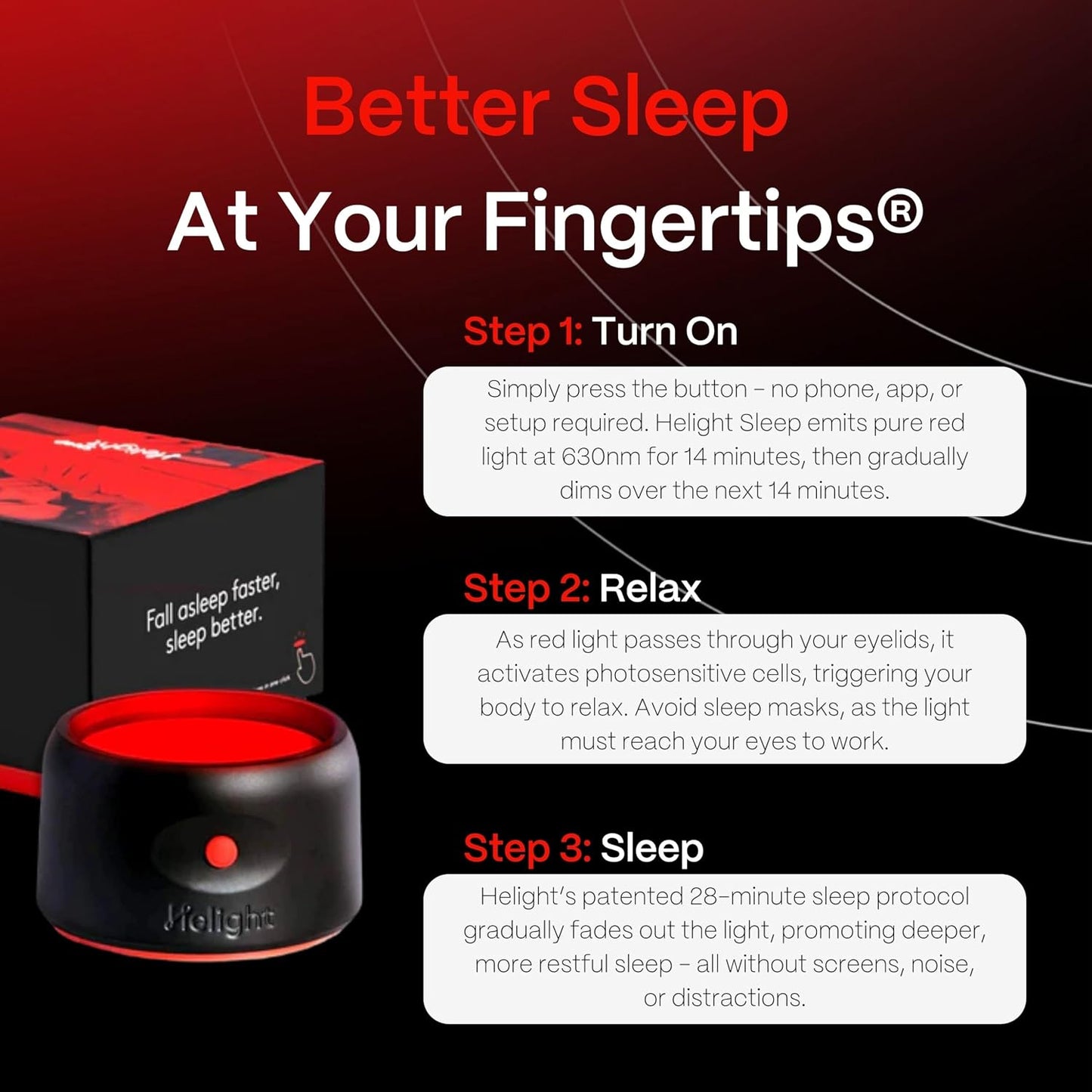 Helight Red Light Therapy Sleep Device – 630nm Pure Red Light Lamp Sleep Aid to Support Deep Relaxation – Rest Lamp Backed by Science for Adults & Kids Bedrooms