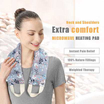 UNCN Long Wide Heating Pad for Neck and Shoulders Back 33x5.9 Microwavable Large Moist Heat Pack Warm Hot Compress Neck Wrap Weighted Bag Massage Reusable Herbal Nature Calming Portable 1.95Pounds