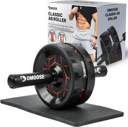 DMoose Fitness Ab Roller Wheel with Elbow Support & 2 Knee Pads - Abdominal Exercise Trainer for Core Strength Training - Ultimate Abs Workout Equipment for Home and Gym - Ab Machine for Men & Women