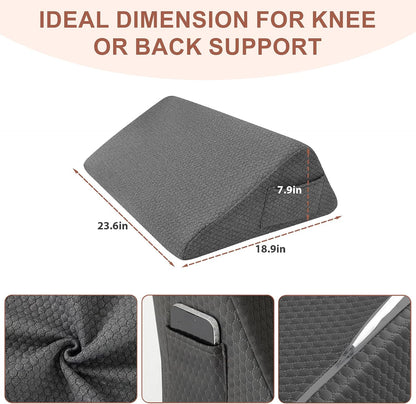 Bedluxe Knee Pillow for Back Sleeping, Leg Pillow Knee Wedge Pillow, Memory Foam Wedge Pillows for Legs Post Surgery, Triangle Pillow for Knee Support, Leg Elevation, Knees Hip Back Pain Relief, White
