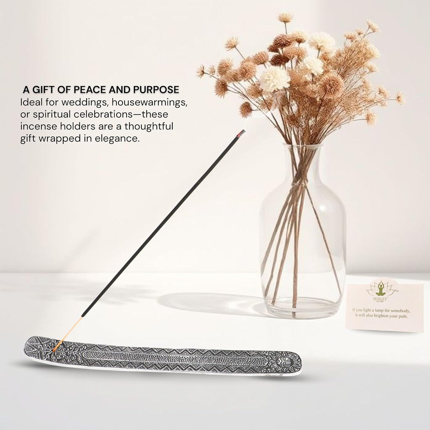 Hosley Wood Incense Holder Sun 10 Inches Ideal Gift for Wedding, Aromatherapy, Zen, Spa, Reiki, Meditation