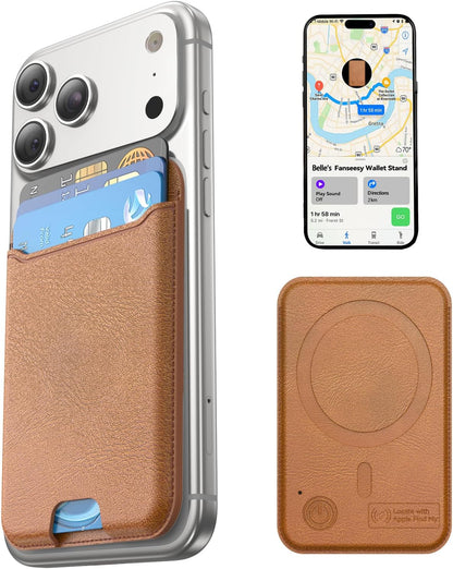 for MagSafe Wallet, Works with Apple Find My,4 Card Holder, Magnetic Phone Wallet for iPhone 18/17/16/15/14/13/12 Pro Max Air Plus Series, RFID Blocking Vegan Leather,Black