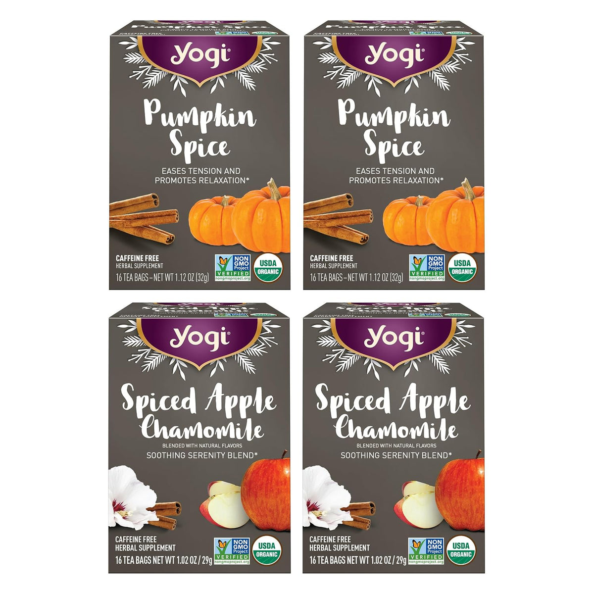Yogi Fall Spice Variety Sampler Pack, 16 Tea Bags (4 Pack)