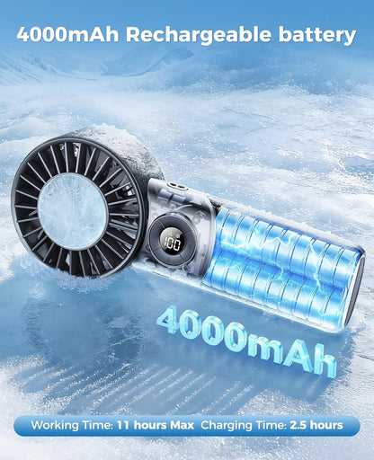 Portable Handheld Fan with Semiconductor Ice Cooling, 5 Seconds Cool Down