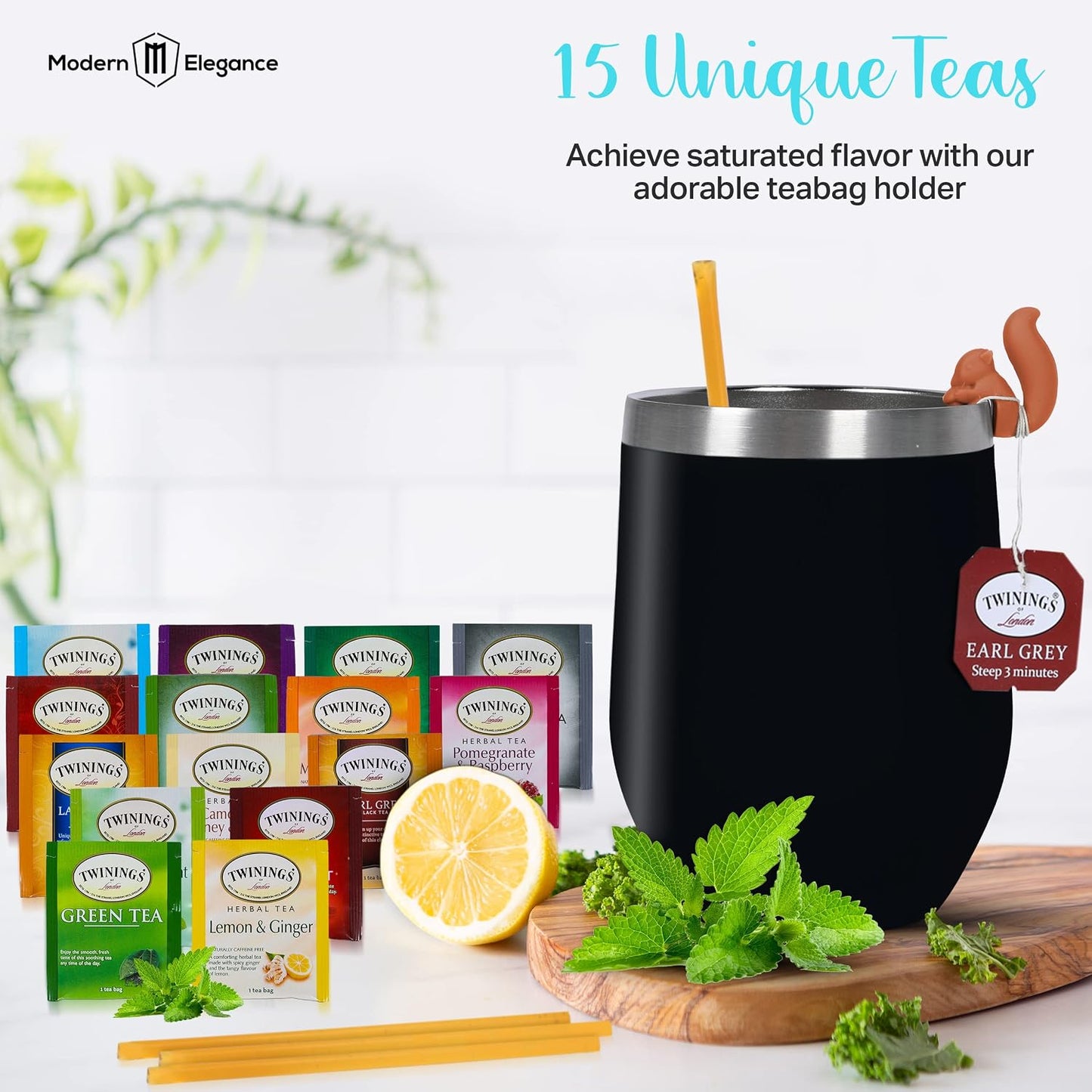 Modern Elegance Tea Tumbler Gift Set for Women, Teal