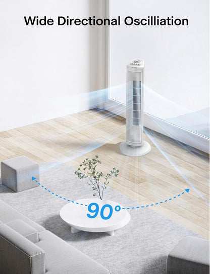 PELONIS 30 Inch Tower Fan for Bedroom, Quiet Oscillating Standing Fan with 3 Speeds, Portable Cooling Fan for Home Office Dorm Room, Auto-off Timer, Black, PFT28A2BBB