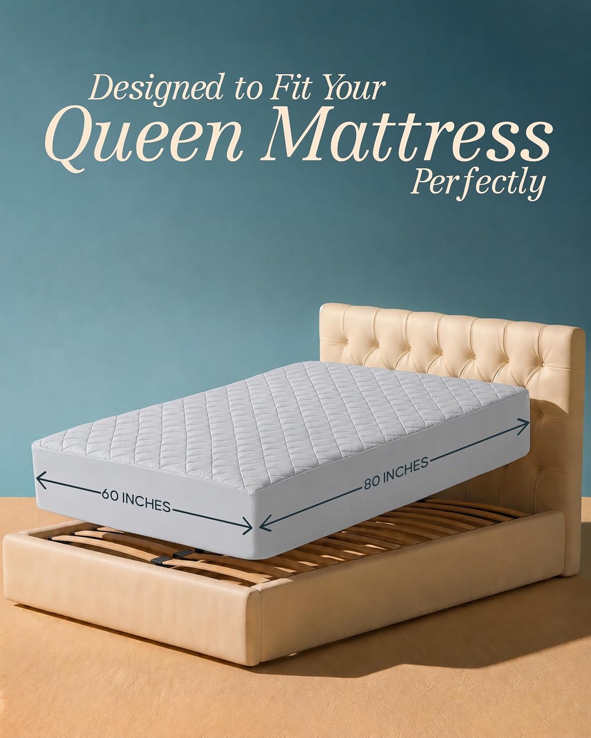 Queen Mattress Pad, Quilted Mattress Protector Topper fits 16" Deep Pocket