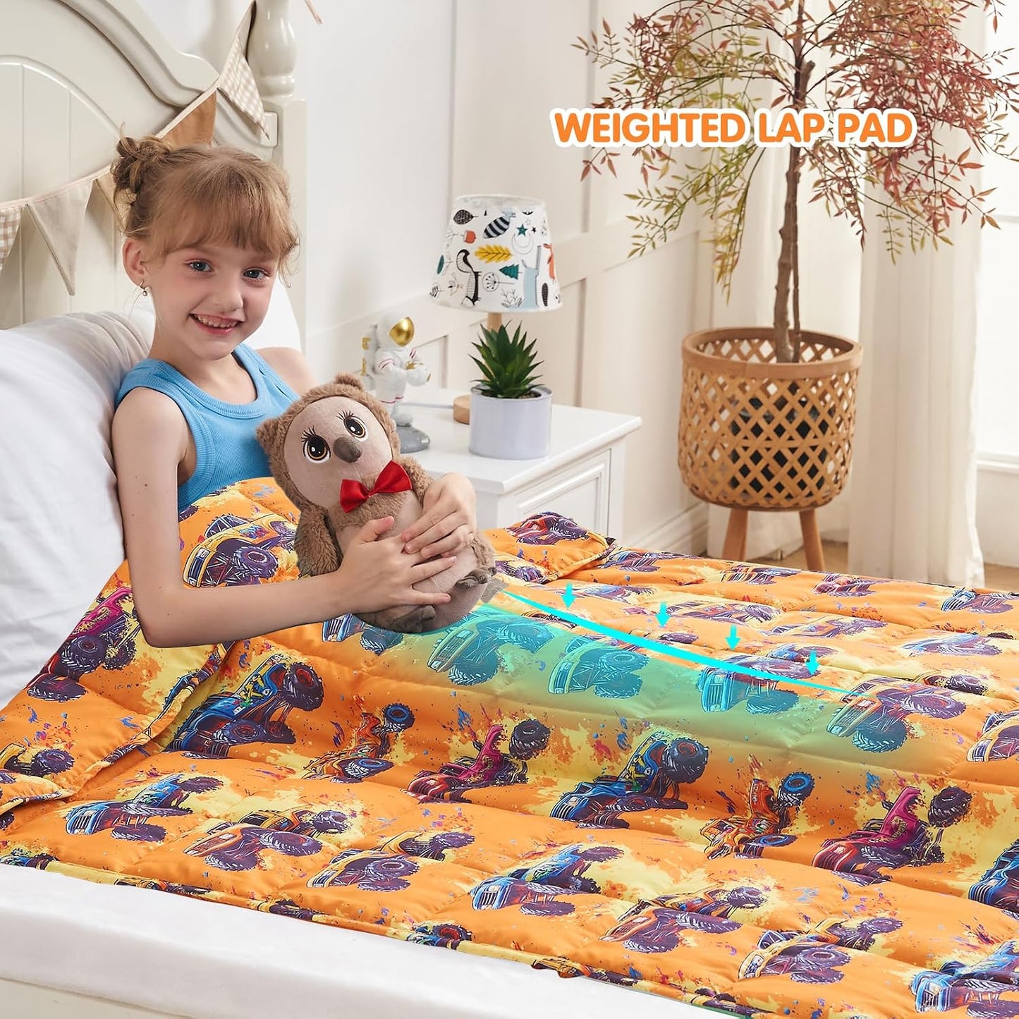 yescool Weighted Lap Pad 2 Pounds Weighted Lap Blanket, Space Plane Small Weighted Blanket, Weighted Throw Blanket Gifts for Travel Indoor Outdoor, 20"x30"