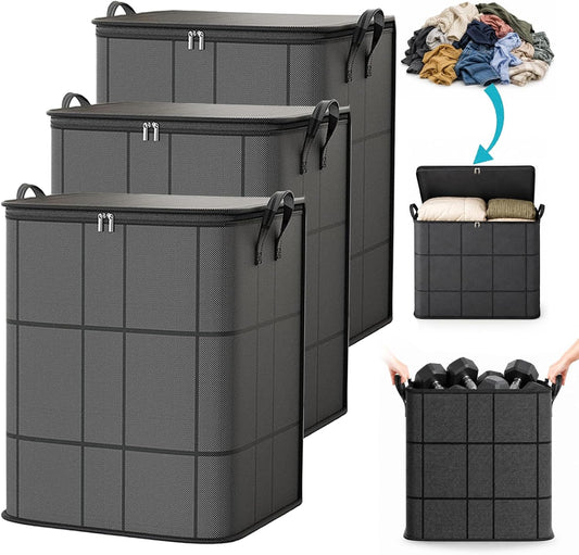 220L XXL Foldable Storage Bag with Reinforced Handles, Upgraded Heavy-Duty Design with Reinforced Seams & Zipper, Portable Moving Storage Bags for Bedding, Clothes & Quilts，XXL: 23.6x19.7x27.6 in：3