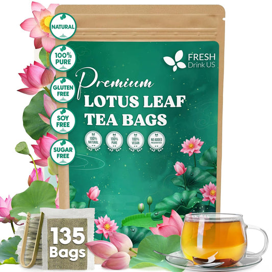 FreshDrinkUS, Premium Lotus Leaf Tea Bag, 135 Count, Pure, Caffeine Free