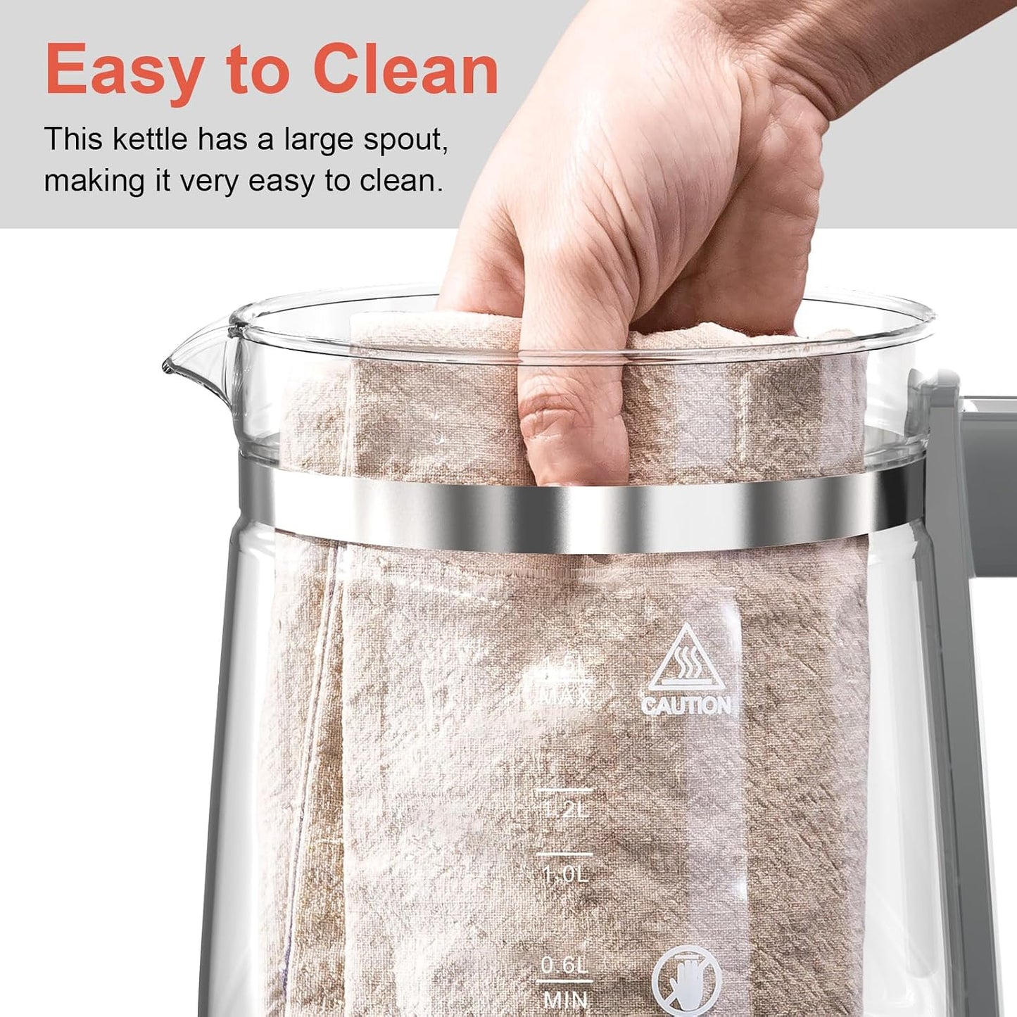 Electric Kettle 1.5L Borosilicate Glass, 1200W Temperature Control Tea Kettle with Auto Shut-Off & Boil-Dry Protection, BPA-Free Stainless Steel Base, Fast Boil for Coffee & Keep Warm, White