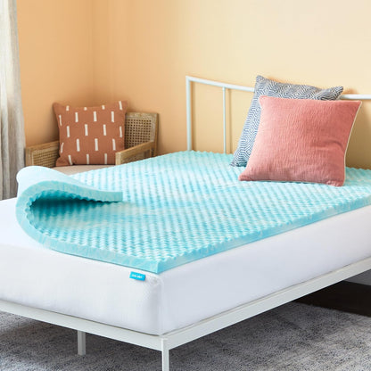 Linenspa Memory Foam Mattress Topper, Queen Size - 2 Inch Gel Infused Memory Foam - Plush Feel - Cooling and Pressure Relieving - CertiPUR Certified